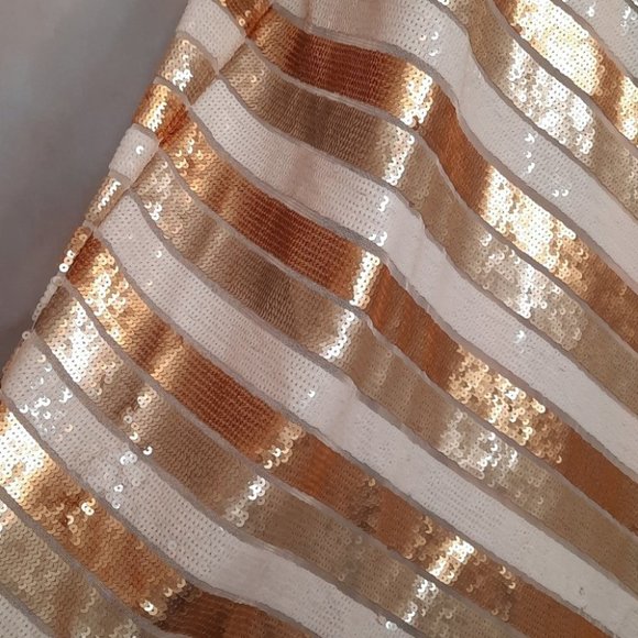 KEEPSAKE THE LABEL Cream Gold Sequins Dress S - Picture 3 of 7